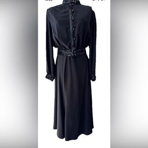 Three Flaggs skinner couture ladies vintage 90s black 2 piece skirt set size‎ 8